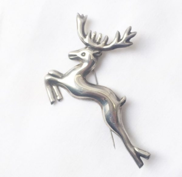 Sterling silver Taxco Reindeer pin. 1940's era. See this and more at the Chicago Vintage Clothing and Jewelry Show, Edgewater in February.