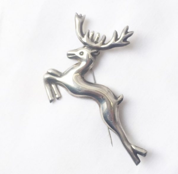 Sterling silver Taxco Reindeer pin.  1940's era. See this and more at the Chicago Vintage Clothing and Jewelry Show, Edgewater in February.