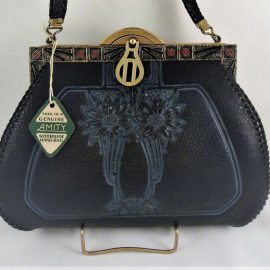 Ca 1928 Large Mastercraft tooled leather Satchel Exceptional Condition at the Chicago vintage Clothing and Jewelry show
