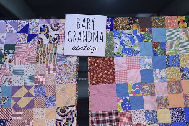 Baby Grandma has wonderful textiles and fabrics at the Chicago Vintage Clothing and Jewelry show.